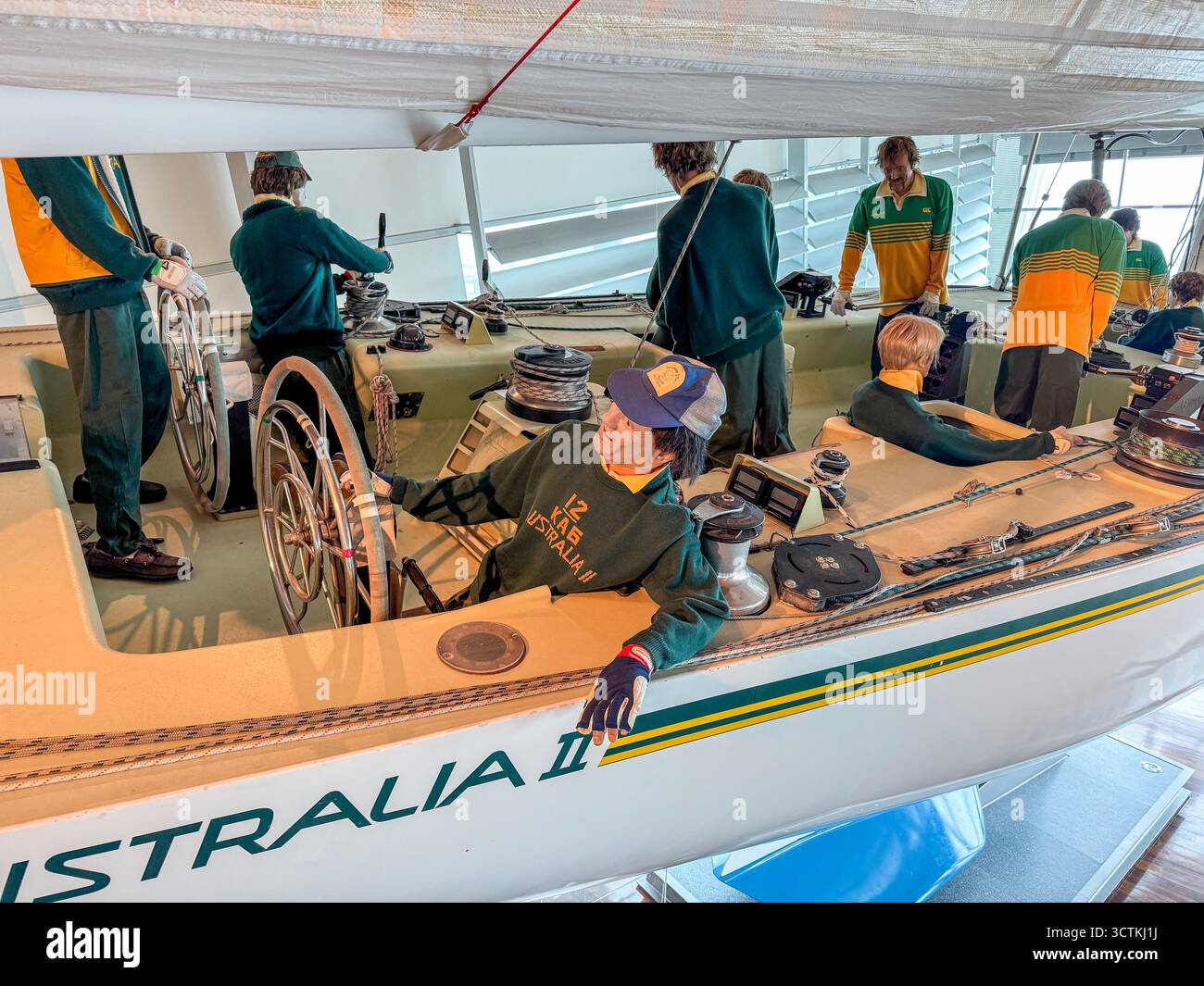 Lo yacht Australia II in mostra al Western Australian Maritime Museum di Fremantle nella regione SW dell'Australia Occidentale WA Foto Stock