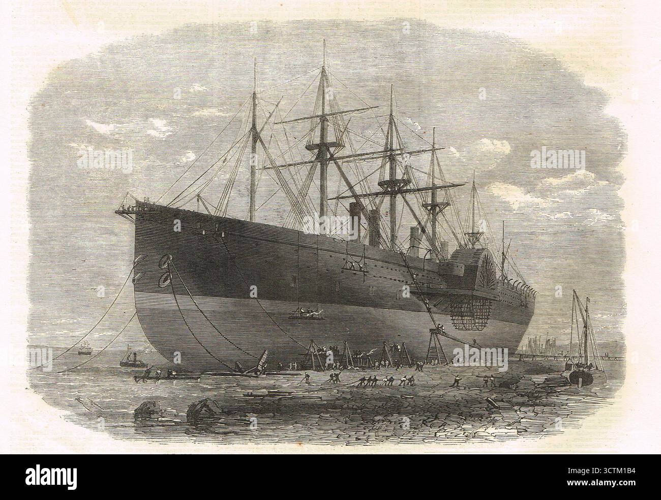 La SS Great Eastern, in riparazione sulla riva del Cheshire del Mersey nel 1867 Foto Stock