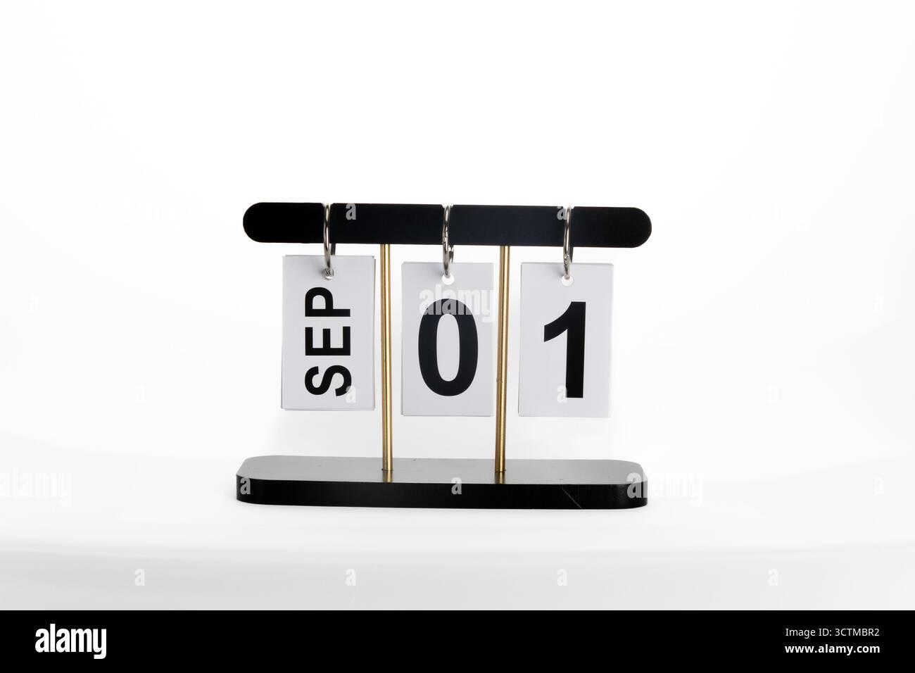 Il calendario perpetuo viene utilizzato per visualizzare la data corrente capovolgendo le carte Foto Stock