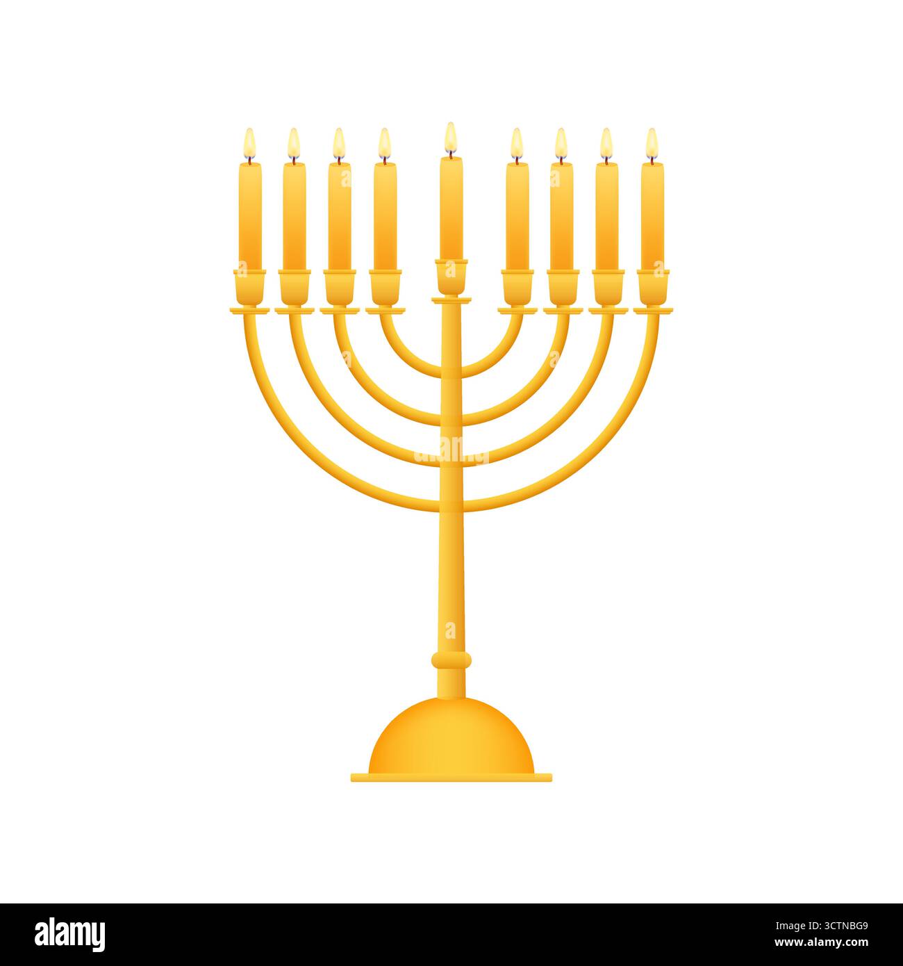 Menorah Hanukkah che mostra nove candele accese che celebrano la festa ebraica Illustrazione Vettoriale