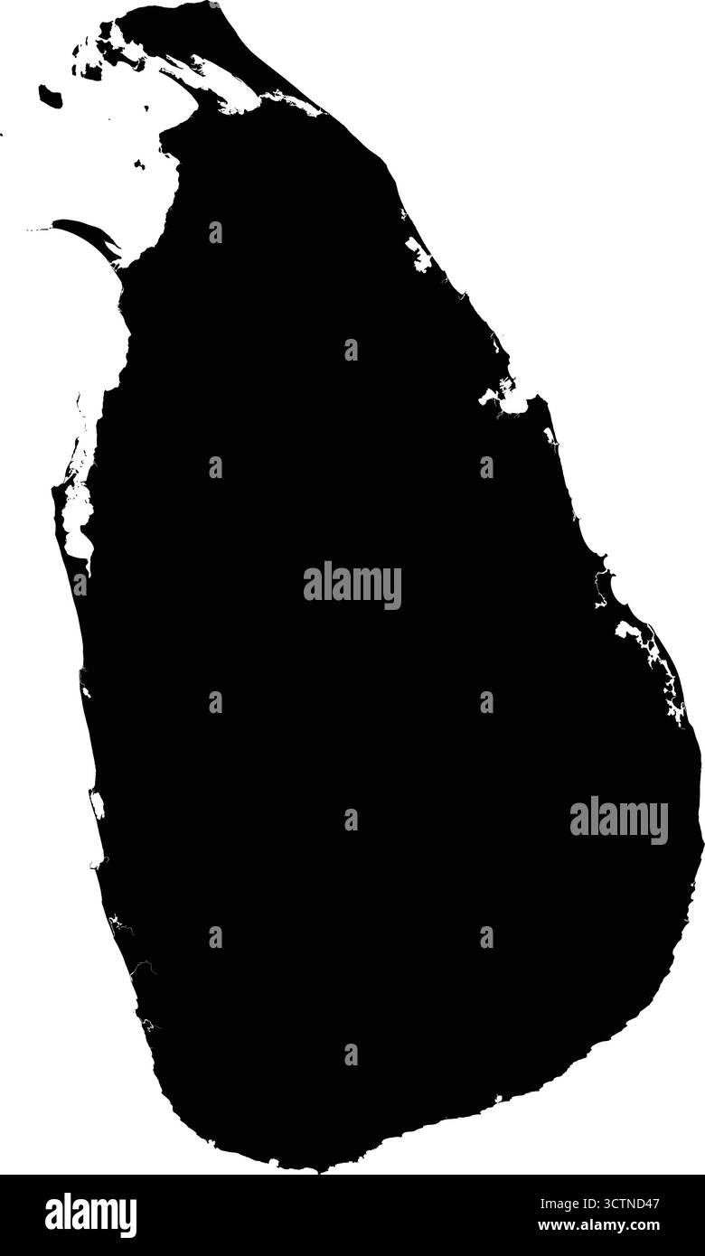 Sagoma vettoriale nero dettagliato modificabile del paese dello Sri Lanka. Illustrazione Vettoriale