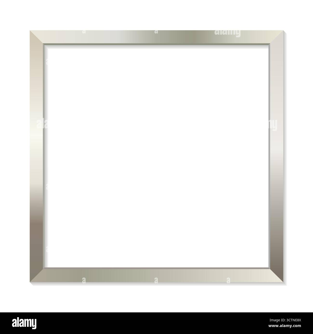 Cornice dell'immagine in argento lucido orientamento quadrato, illustrazione vettoriale isolata su sfondo bianco Illustrazione Vettoriale