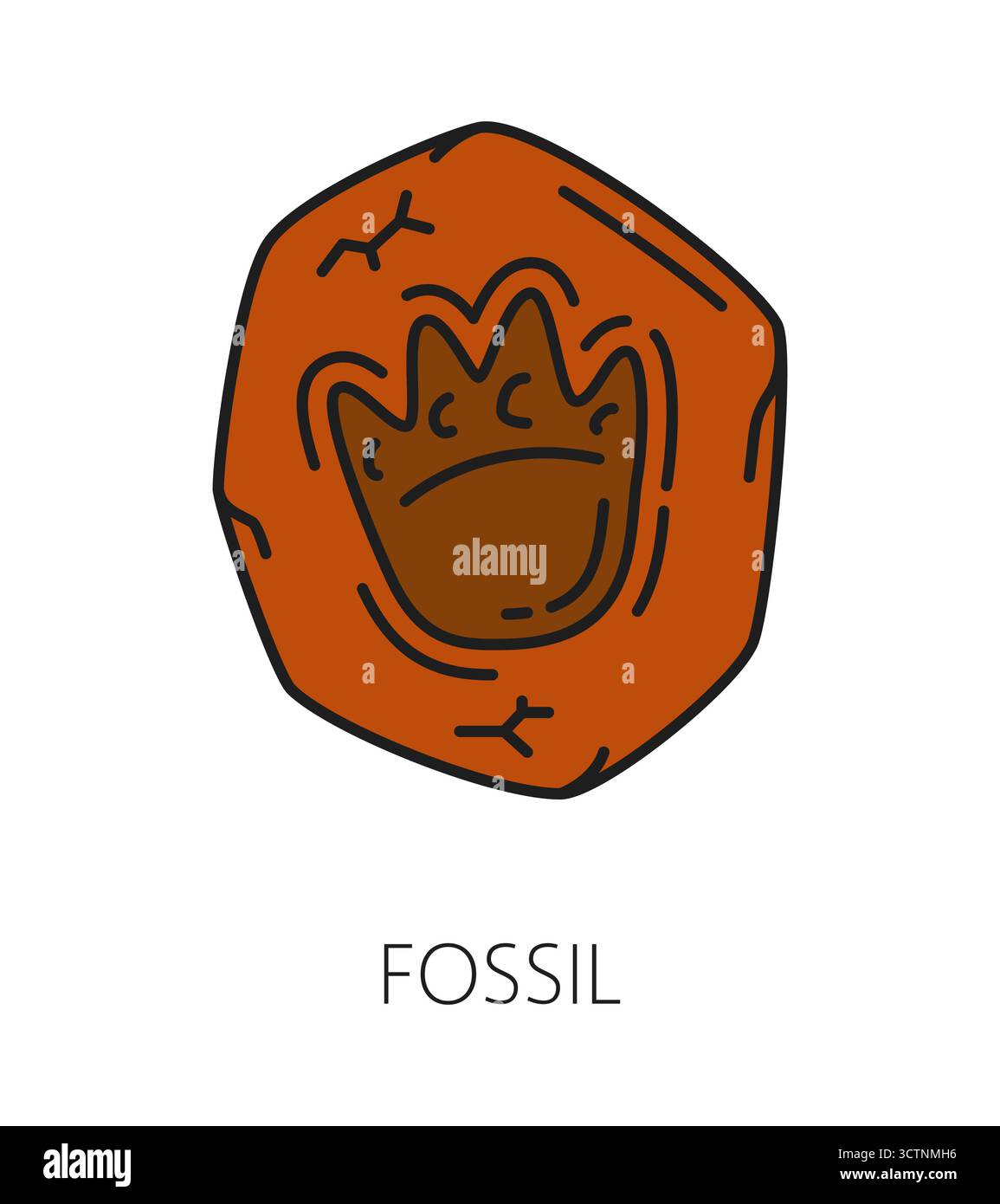 Galleria d'arte e mostra museo linea di colori icona dell'impronta dei dinosauri in un pittogramma fossile e vettoriale. Il museo archeologico o la galleria di esposizioni di paleontologia delinea l'icona dell'impronta dei dinosauri giurassici Illustrazione Vettoriale