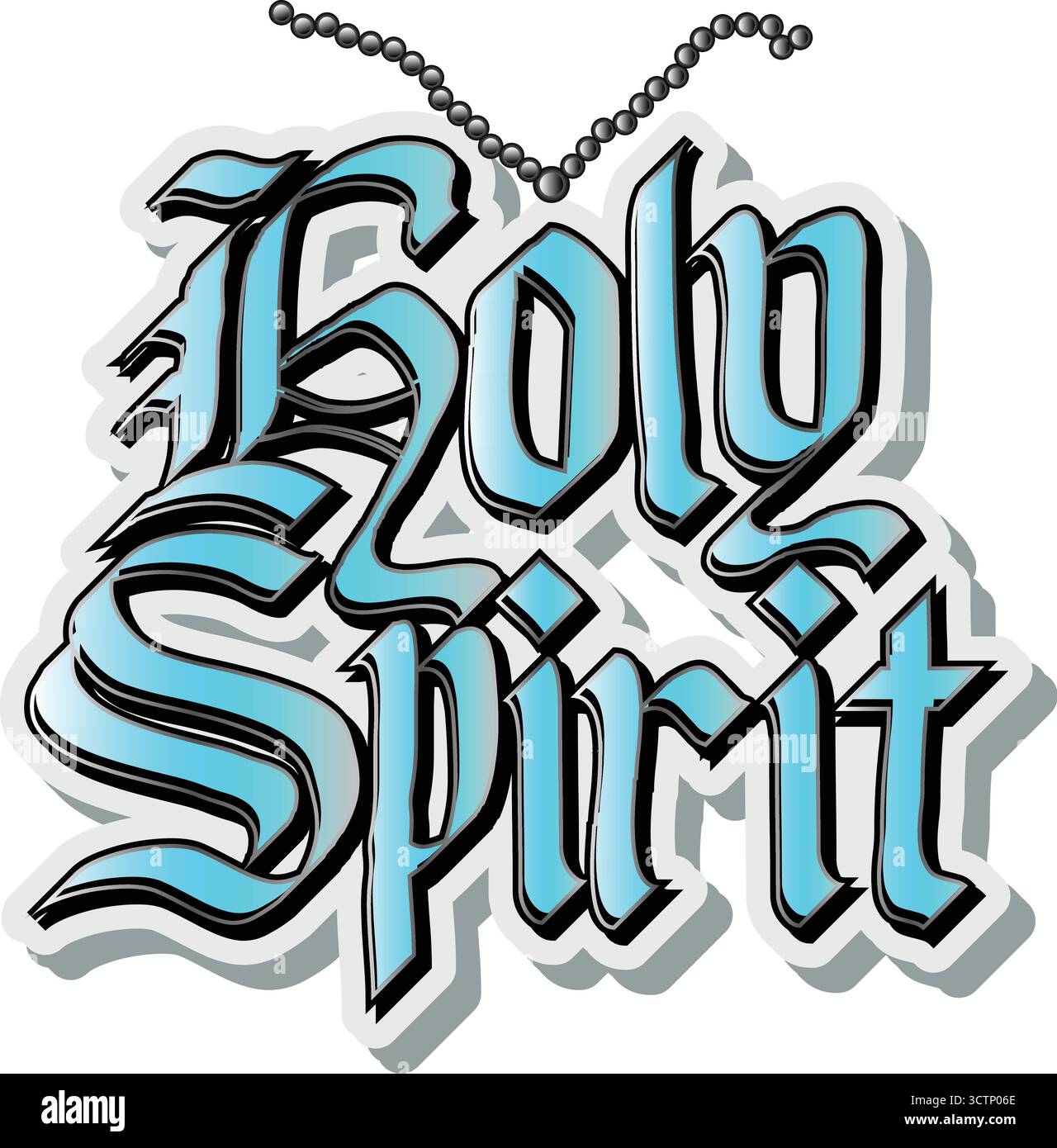 Holy Spirit Typography Vector – Design di lettere religiose gotiche d'epoca per abbigliamento e adesivi basati sulla fede Illustrazione Vettoriale
