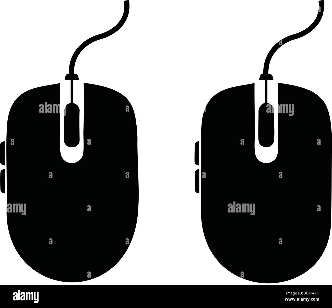 Silhouette mouse per computer, un dispositivo periferico per la navigazione e il controllo nelle interfacce digitali e nei giochi Illustrazione Vettoriale