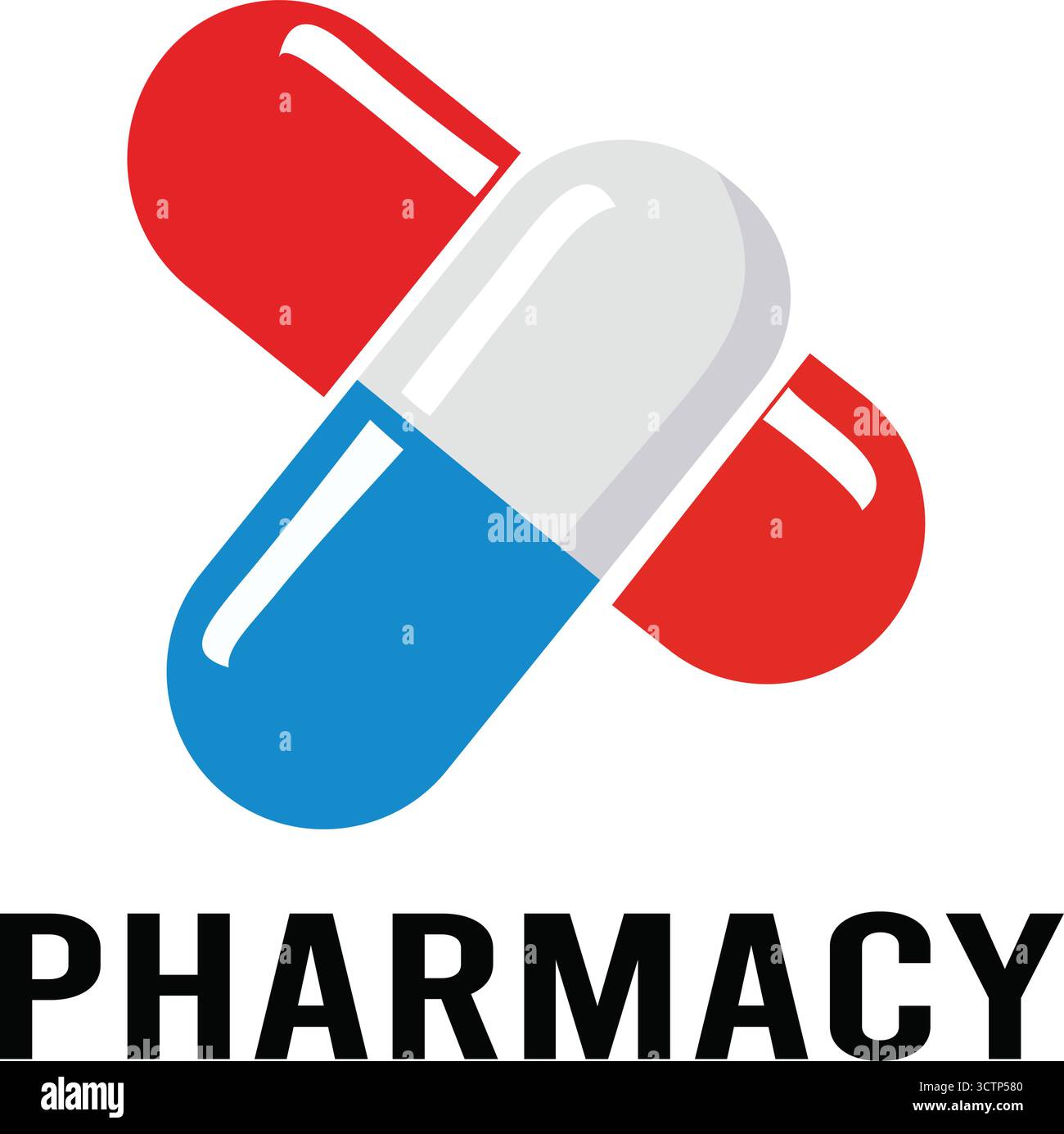 Un logo della farmacia con capsule rosse e blu, che rappresenta la medicina, la salute e i servizi farmaceutici Illustrazione Vettoriale Un logo della farmacia con capsule rosse e blu, che rappresenta la medicina, la salute e i servizi farmaceutici Illustrazione Vettoriale