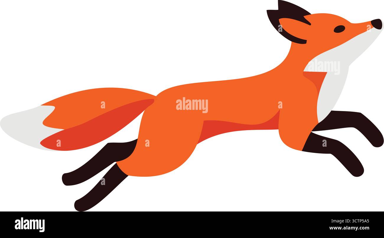 Una volpe rossa a metà balzo, che mostra la sua agilità e la sua vibrante presenza nella natura. Illustrazione Vettoriale