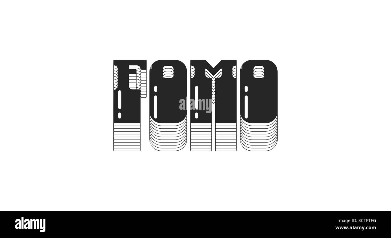 FOMO acronimo bold black Viral Internet slang typography Illustrazione Vettoriale