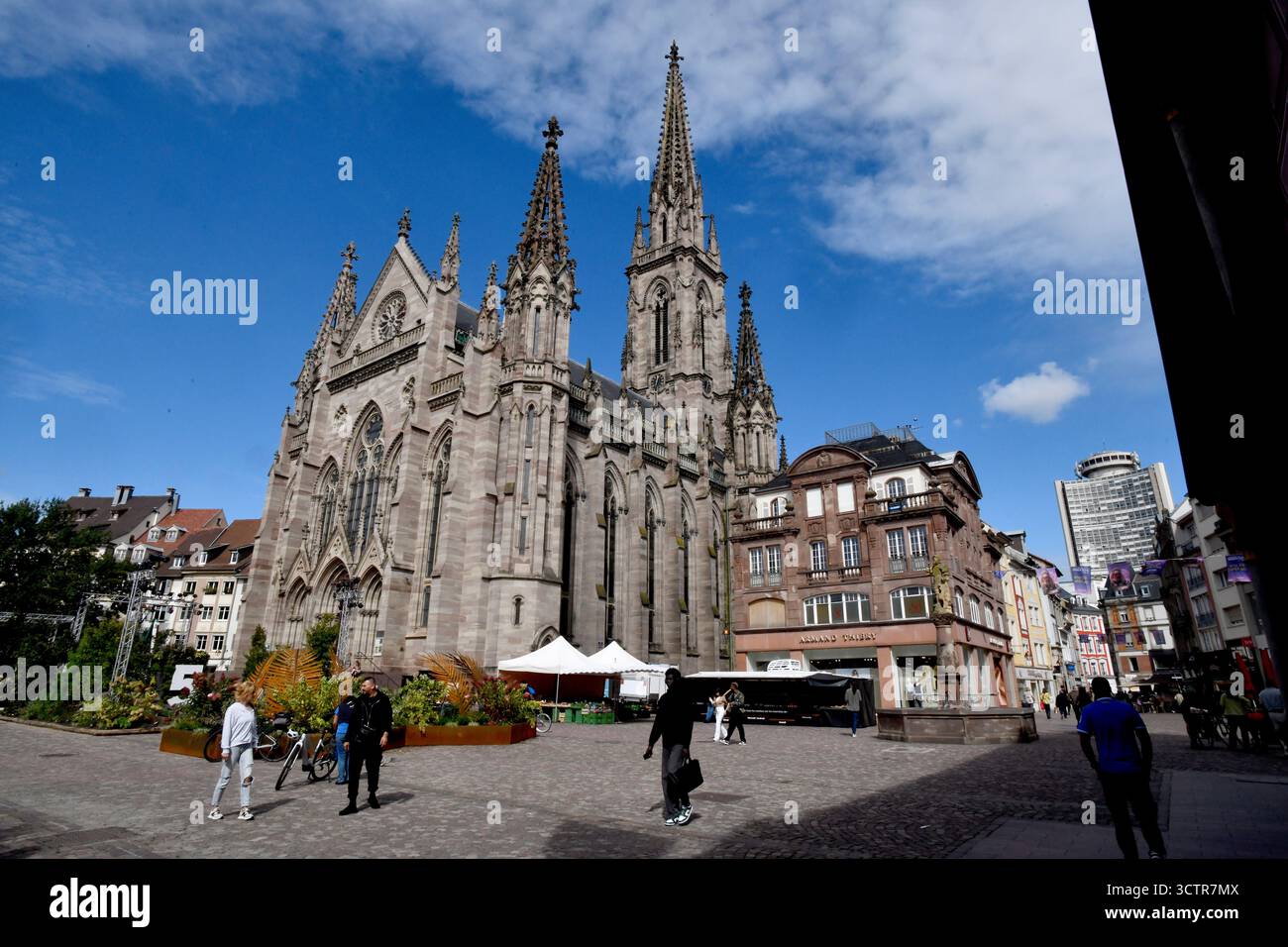 Tempio di Saint-Étienne a Mulhouse, nella Francia orientale. Foto Stock