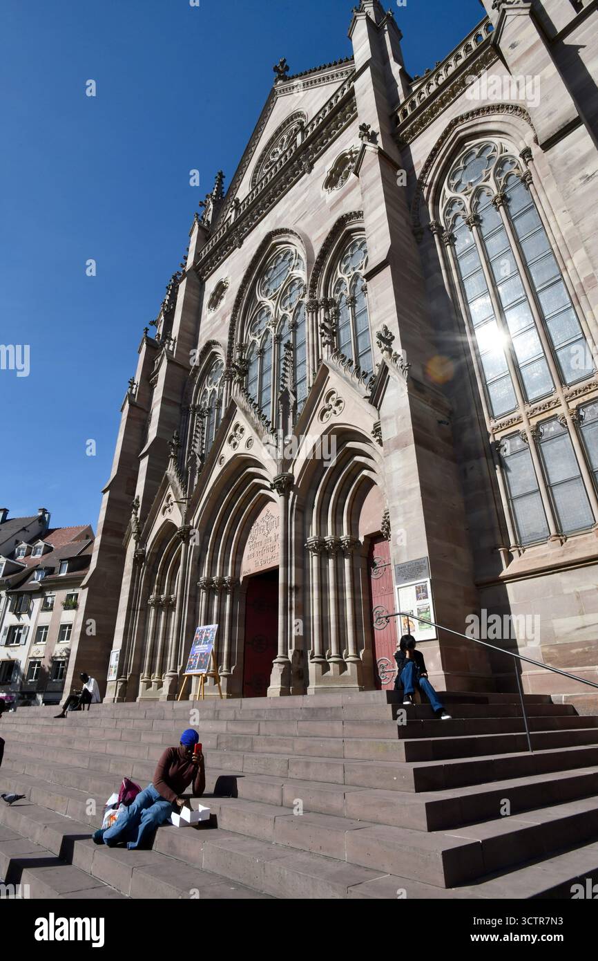 Tempio di Saint-Étienne a Mulhouse, nella Francia orientale. Foto Stock
