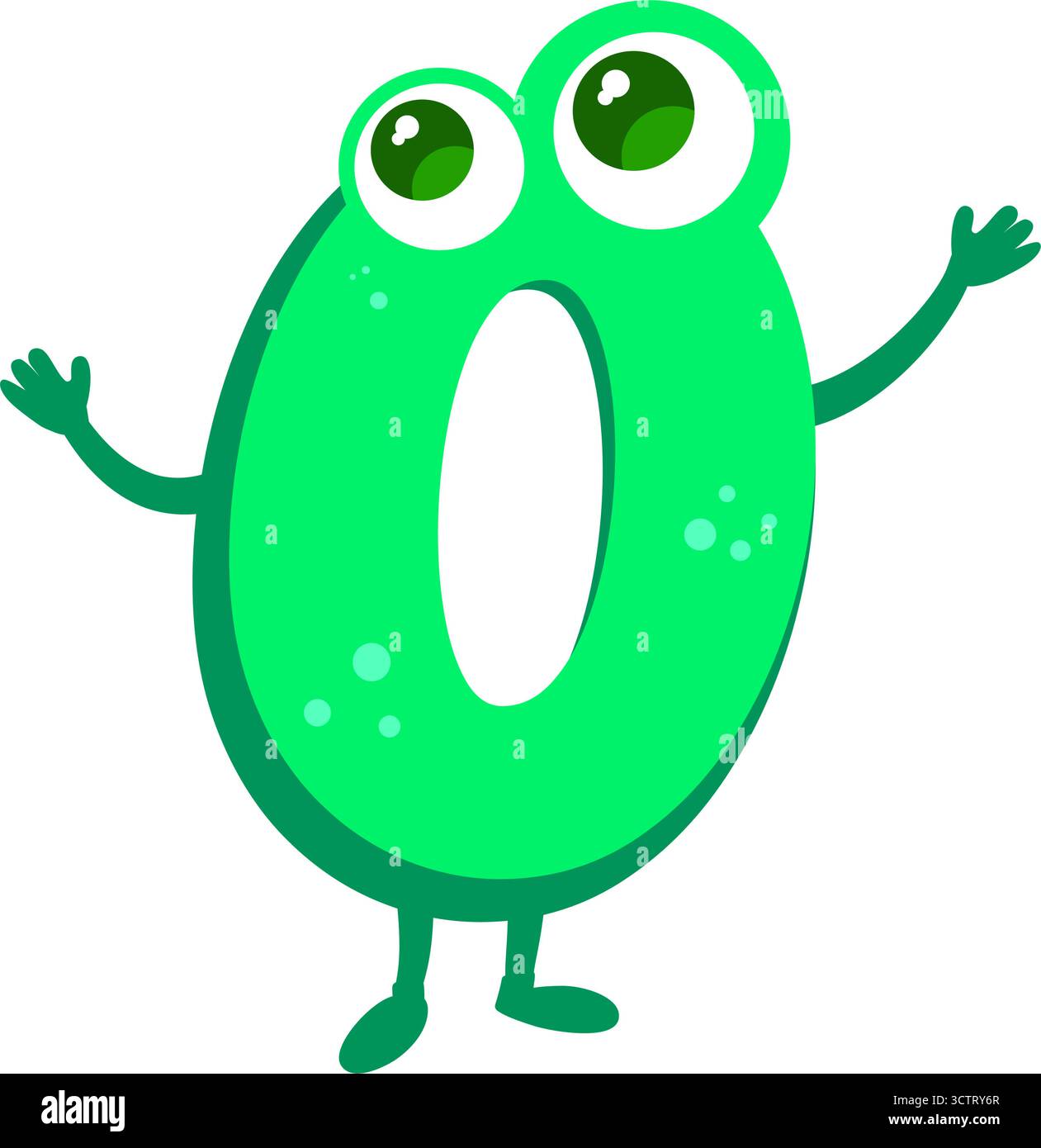 Carino cartone animato con caratteri a numero zero Illustrazione Vettoriale