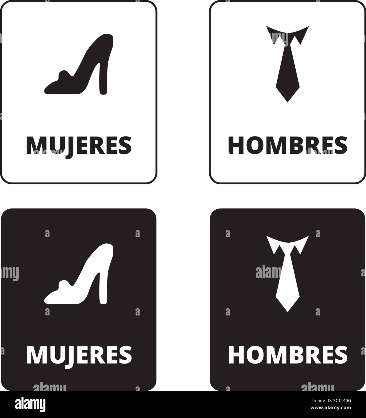 Striscione da bagno quadrato bianco e nero mujeres y hombres su sfondo blu (trad. Donne e uomini) Illustrazione Vettoriale