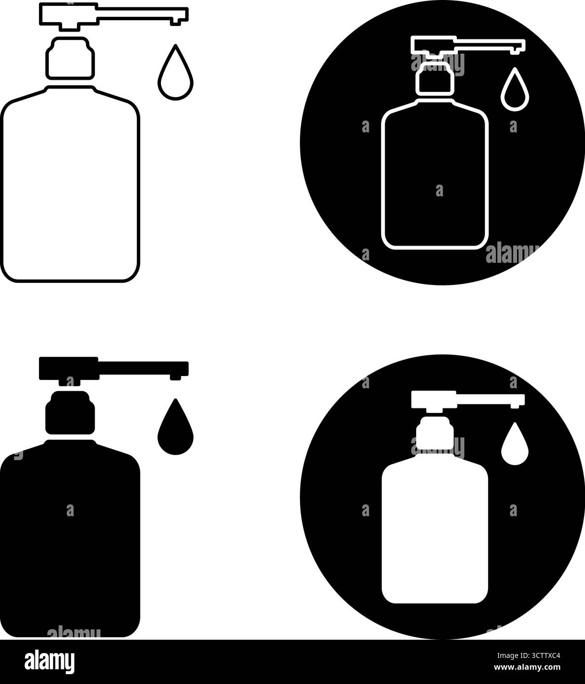 Set di icone del flacone dispenser di sapone illustrazione del vettore. Perfetto per igiene, pulizia, cura della pelle, igienizzatore, temi di prodotti cosmetici, imballaggio. Illustrazione Vettoriale