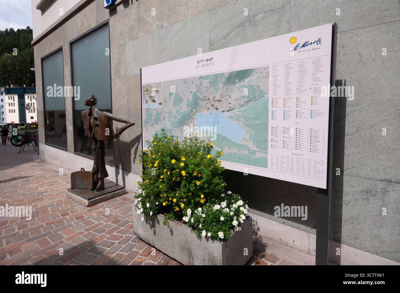 Svizzera, Grigioni, St. Moritz, Mappa della città Foto Stock