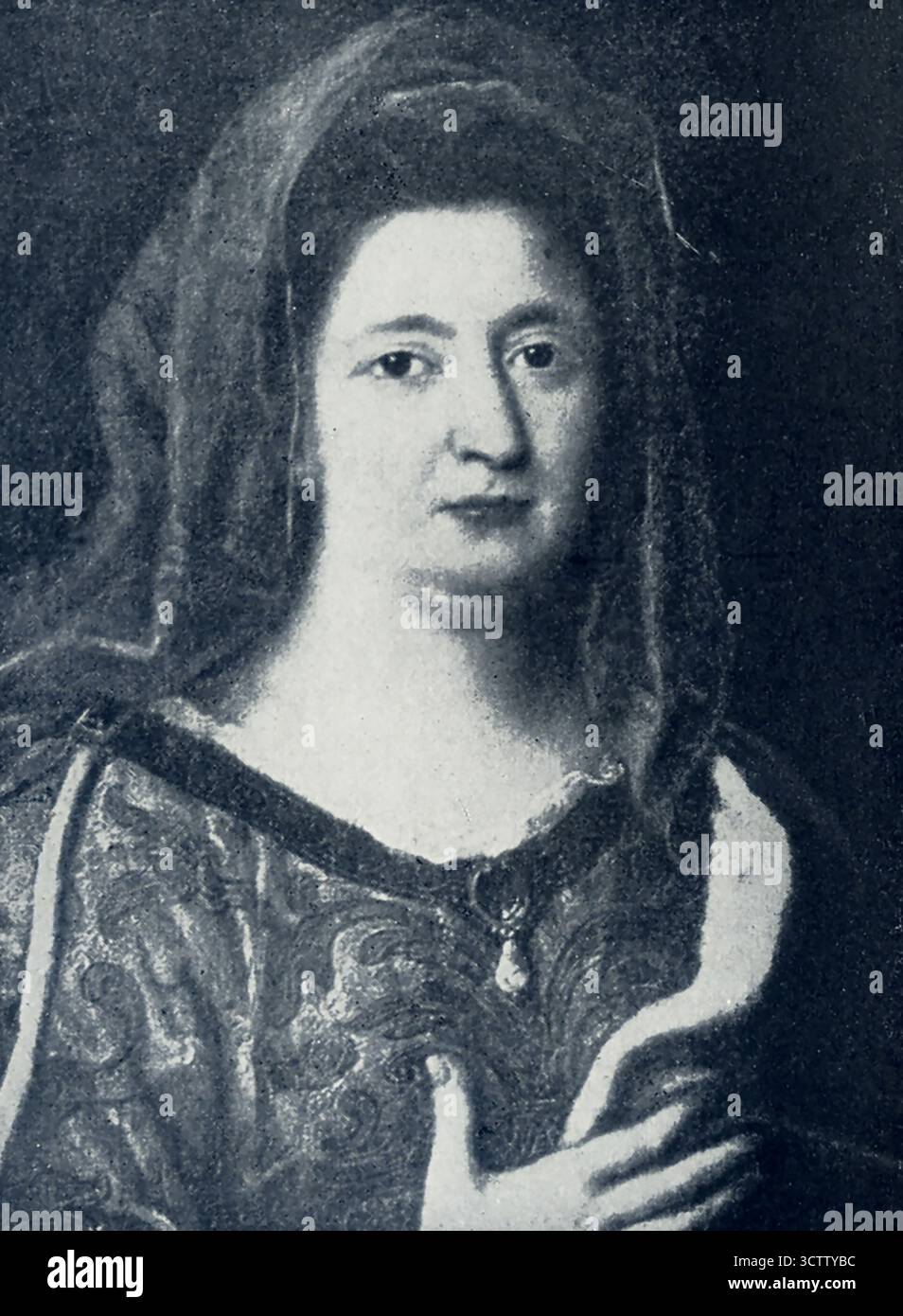 Questa immagine del 1899 mostra Madame de Maintenon, basata su un dipinto di Pierre Ulignard che si trova al Museo di Versailles. Francesca d'Aubigné, nota prima come Madame Scarron e successivamente come Madame de Maintenon, fu una nobildonna francese e la seconda moglie di Luigi XIV di Francia dal 1683 fino alla sua morte nel 1715. Foto Stock