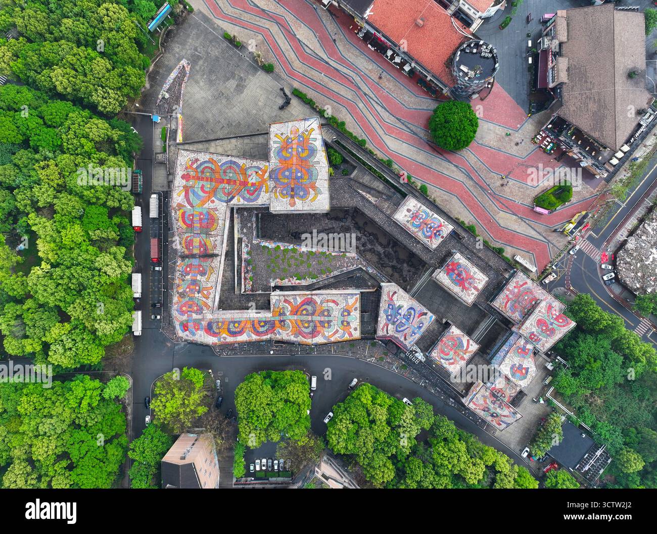 Fotografia aerea del campus Huxi dell'Accademia di Belle Arti di Sichuan nella città universitaria di Chongqing Foto Stock