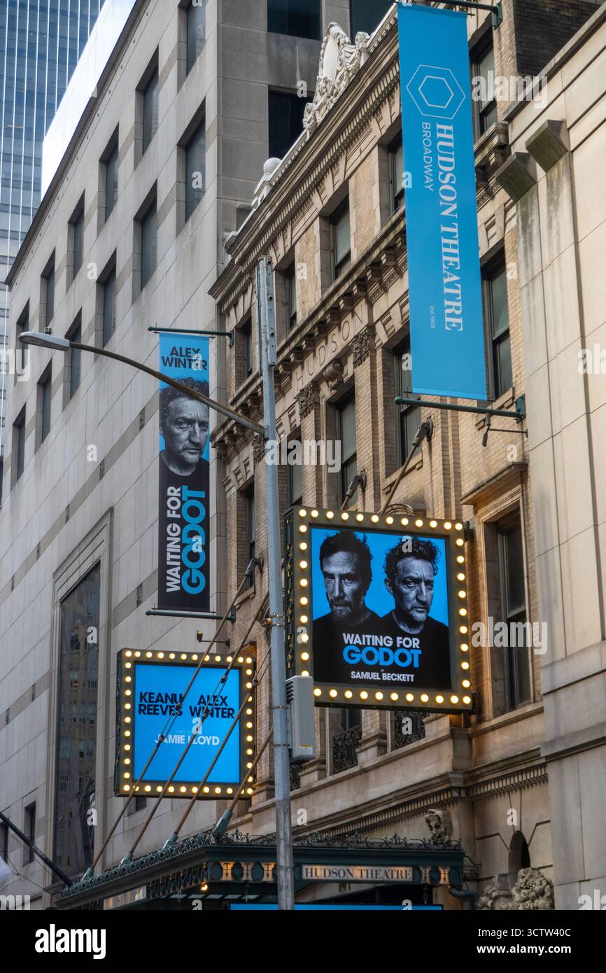 In attesa di Godot con Keanu Reeves e Alex Winter al teatro Hudson a Broadway a New York Foto Stock