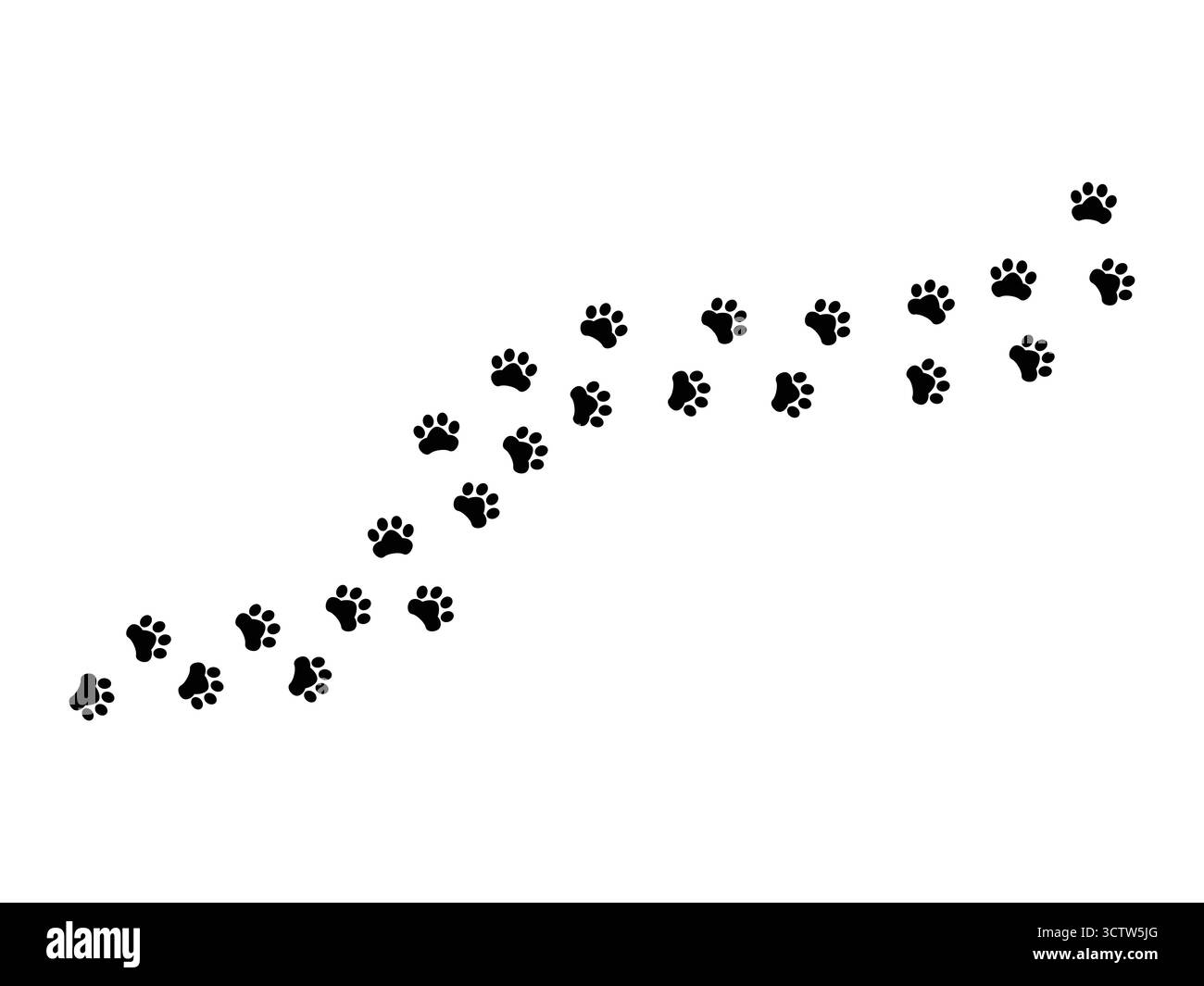 Icona del vettore di zampa di alta qualità con stampe dei piedi di cane o gatto. Tracciato pulito di tracce di animali isolate su sfondo bianco, perfetto per i tronchi Illustrazione Vettoriale
