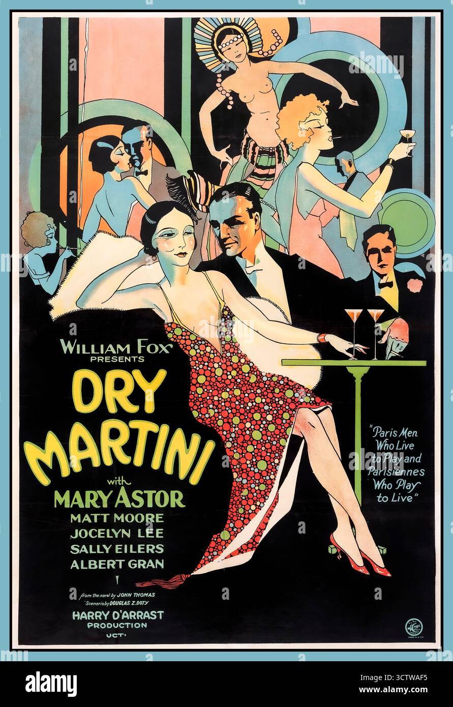 FILM D'EPOCA Dry Martini (Fox, 1928). Dry Martini è una commedia sonora sincronizzata prodotta e distribuita dalla Fox Film Corporation, diretta da Harry d'Abbadie d'Arrast, con Mary Astor e Matt Moore. Adattato dal romanzo Dry Martini: A Gentleman Turns to Love di John Thomas del 1926, è stato pubblicato con una colonna sonora sincronizzata ed effetti sonori utilizzando il processo sonoro su film di Movietone, con contributi musicali aggiuntivi da Samuel L. Rothafel. Foto Stock