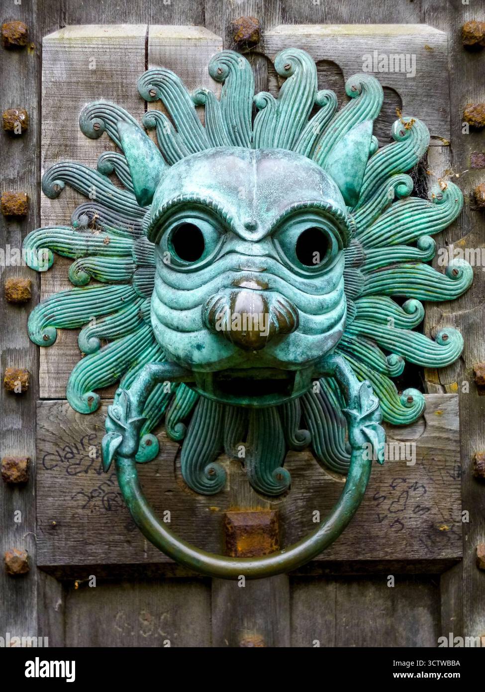 Buggente a faccia di leone, Brougham Hall, Penrith, Cumbria Foto Stock