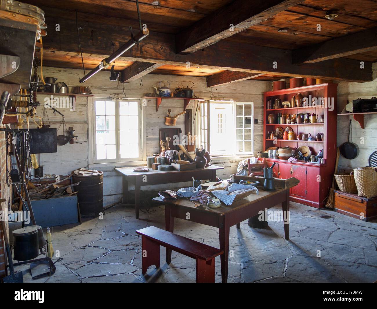 Fort George, Officers' Quarters Kitchen. Fort George, Niagara-on-the-Lake, Ontario, Canada Foto Stock