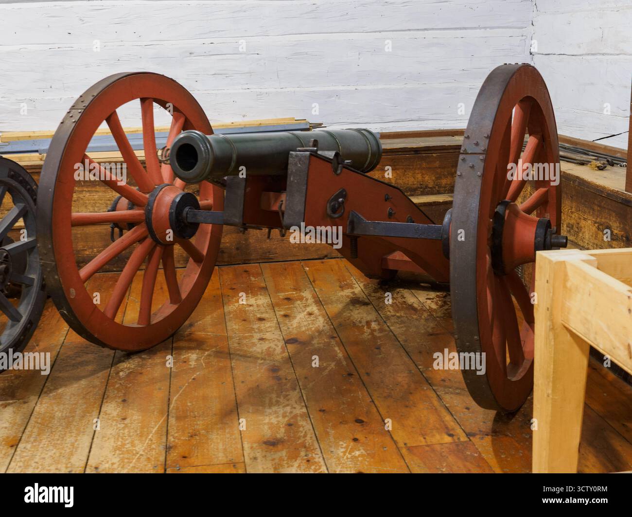Fort George, The Blockhouse - un canonico, Fort George, Niagara-on-the-Lake, Ontario, Canada Foto Stock