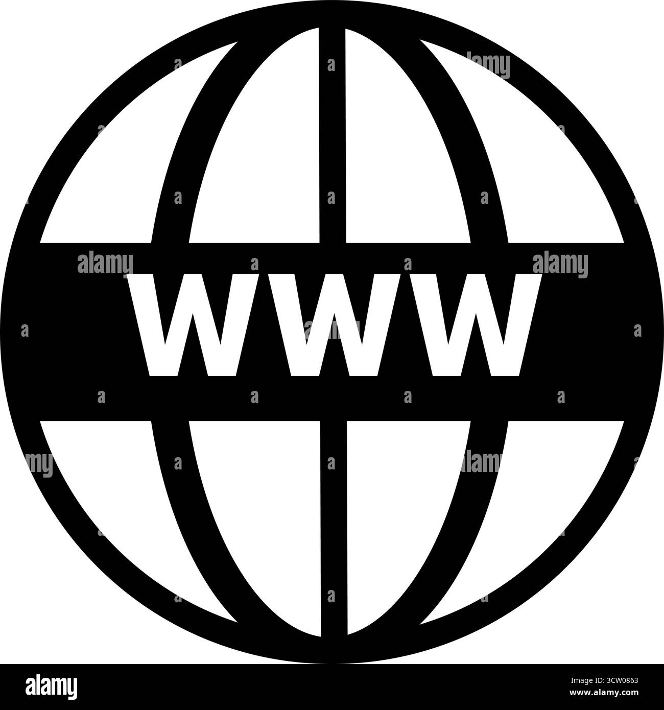 Icona vettoriale silhouette della rete internazionale www Globe Illustrazione Vettoriale