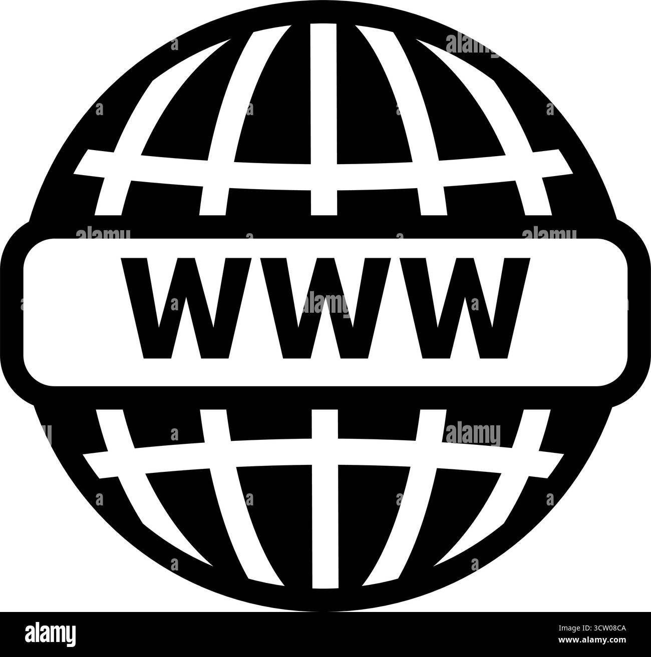 Icona vettoriale silhouette della rete internazionale www Globe Illustrazione Vettoriale