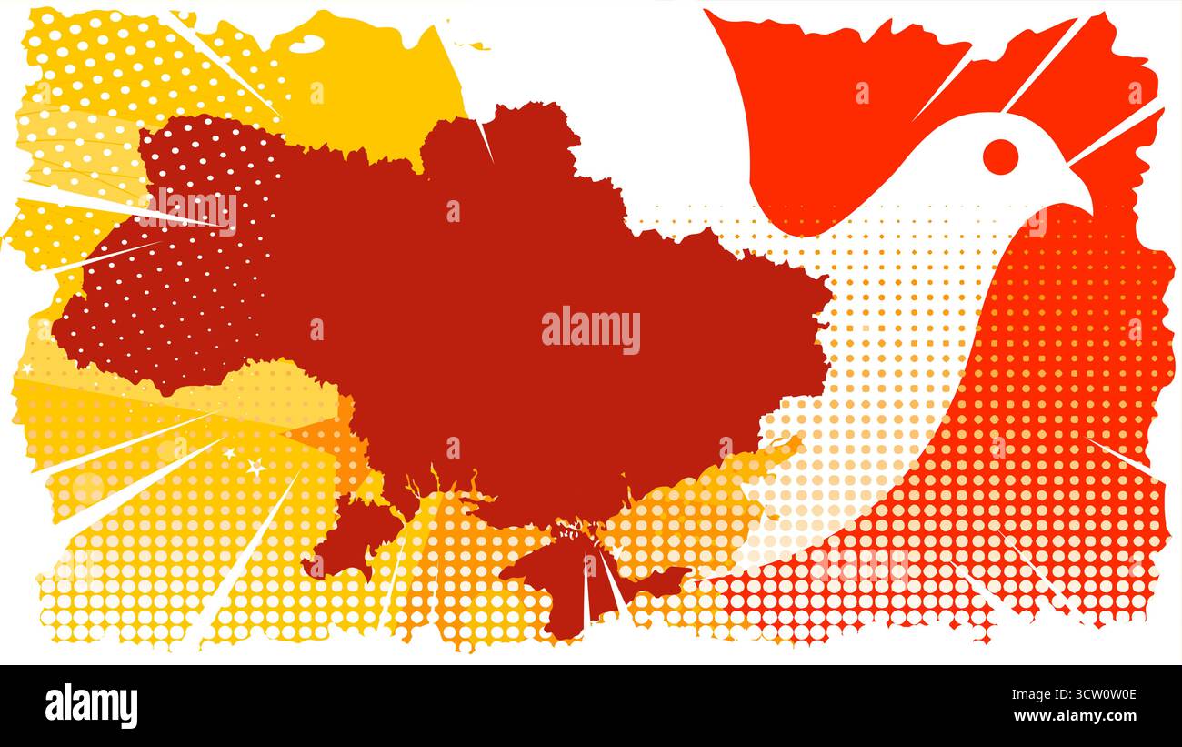 Ucraina Mappa Pace dove illustrazione stilizzata Illustrazione Vettoriale