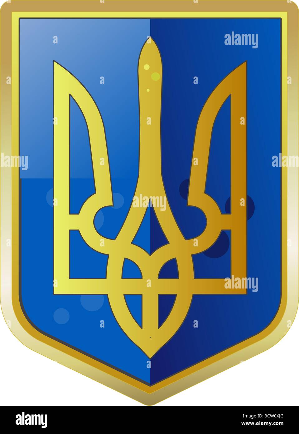 Stemma ucraino Trident Shield lucido Illustrazione Vettoriale