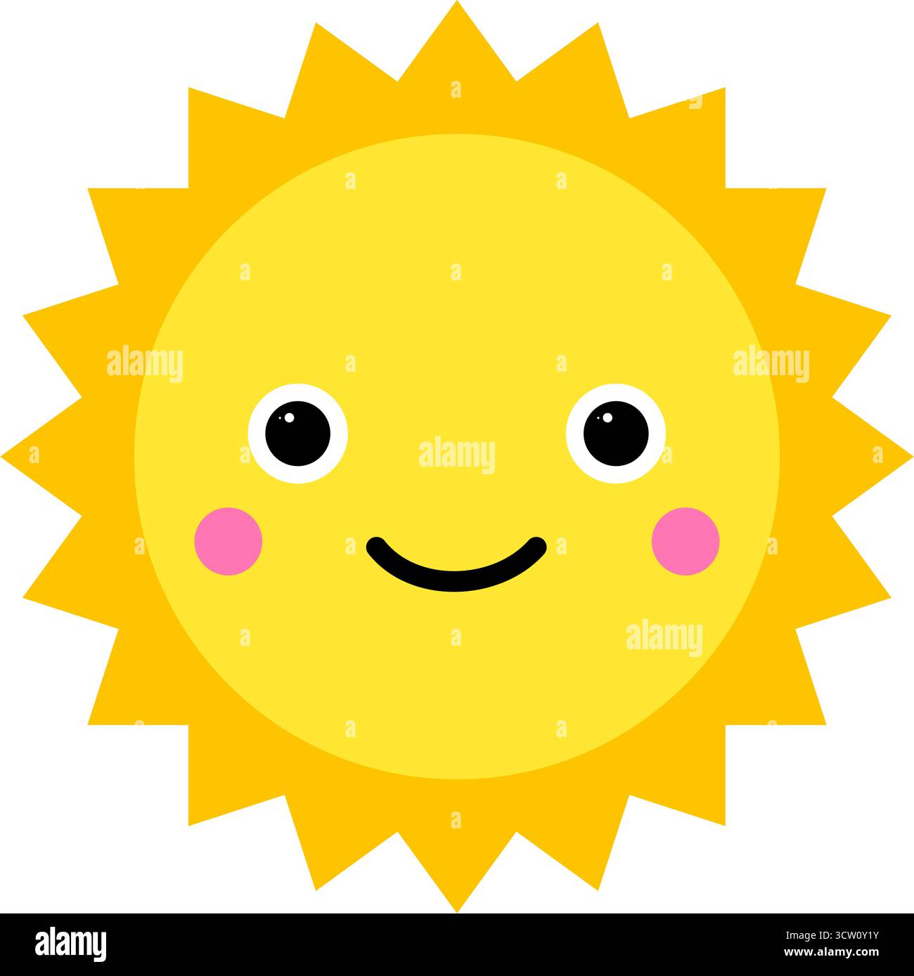 Carino icona Cartoon Happy Sun Face Illustrazione Vettoriale
