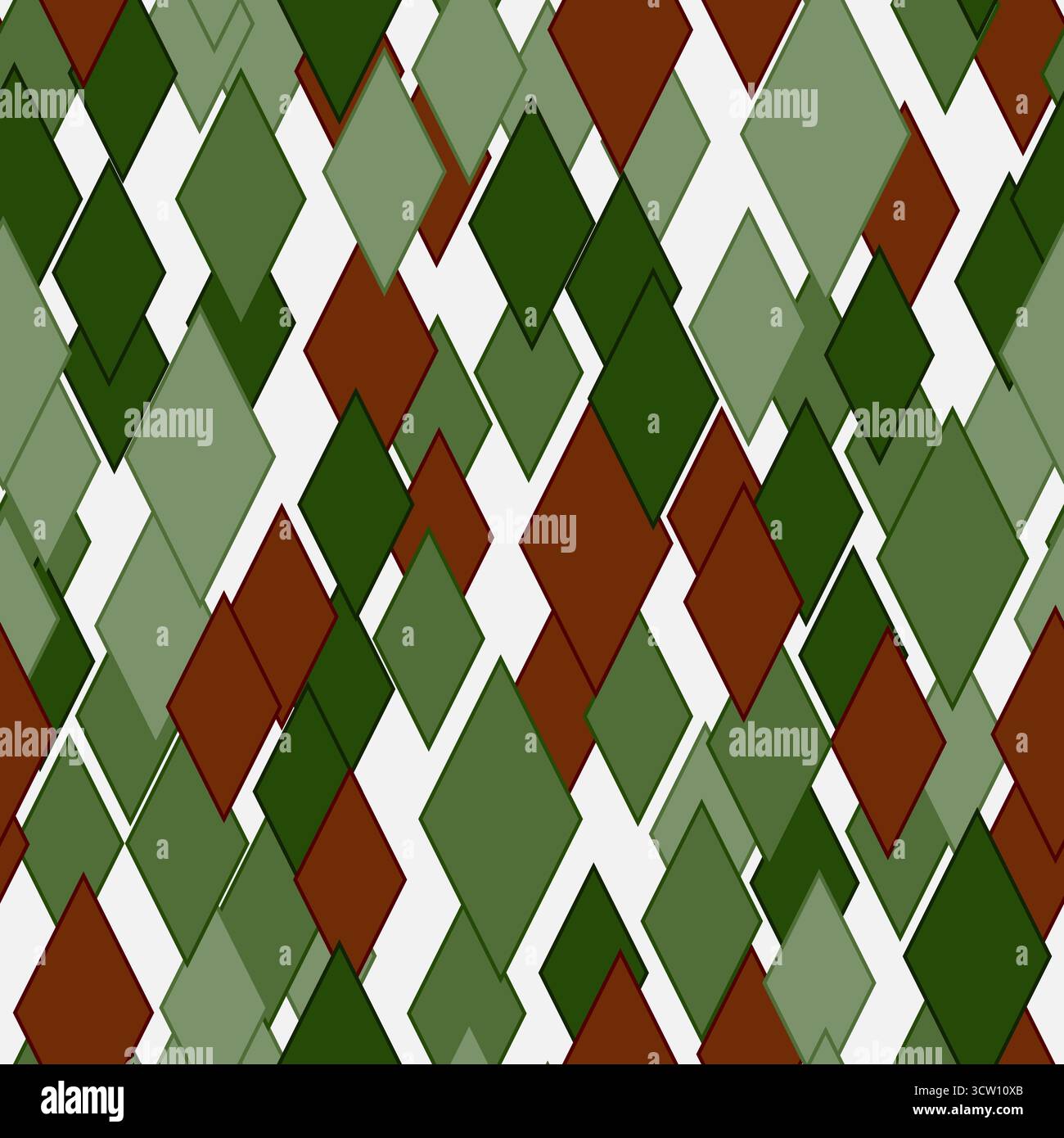 Motivo geometrico natalizio senza cuciture. Rombo verde foresta casuale su sfondo bianco. Ornamento decorativo vettoriale con atmosfera natalizia. Astratta indietro Illustrazione Vettoriale