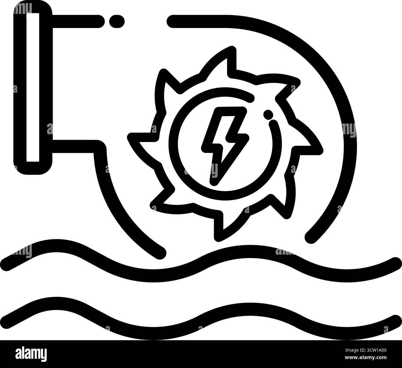 Vettore icona linea turbina acqua idroelettrica Illustrazione Vettoriale
