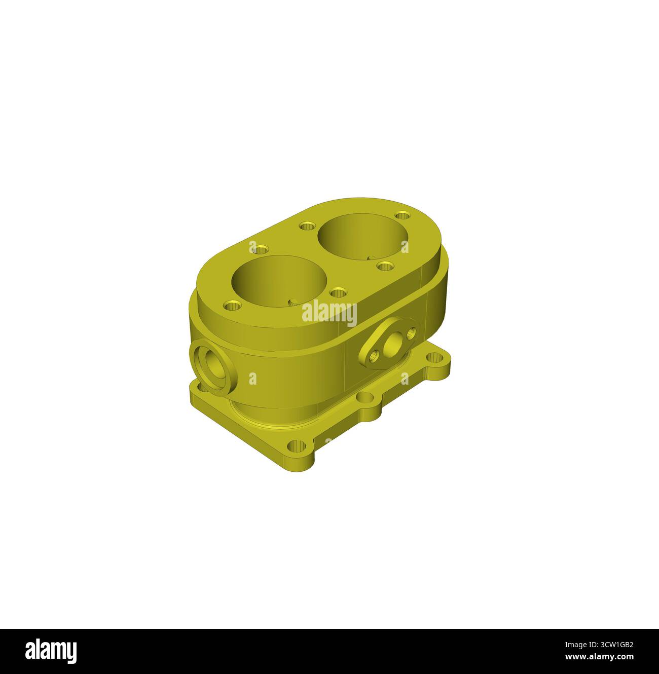 Disegno cad del compressore del cilindro del blocco pompa a ingranaggi, disegno tecnico in 3D, schizzo della pompa idraulica, libreria dei modelli Foto Stock