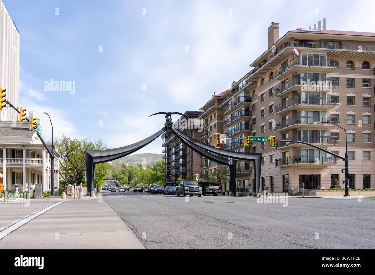 Eagle Gate Monument a Salt Lake City, Utah, Stati Uniti. Foto Stock