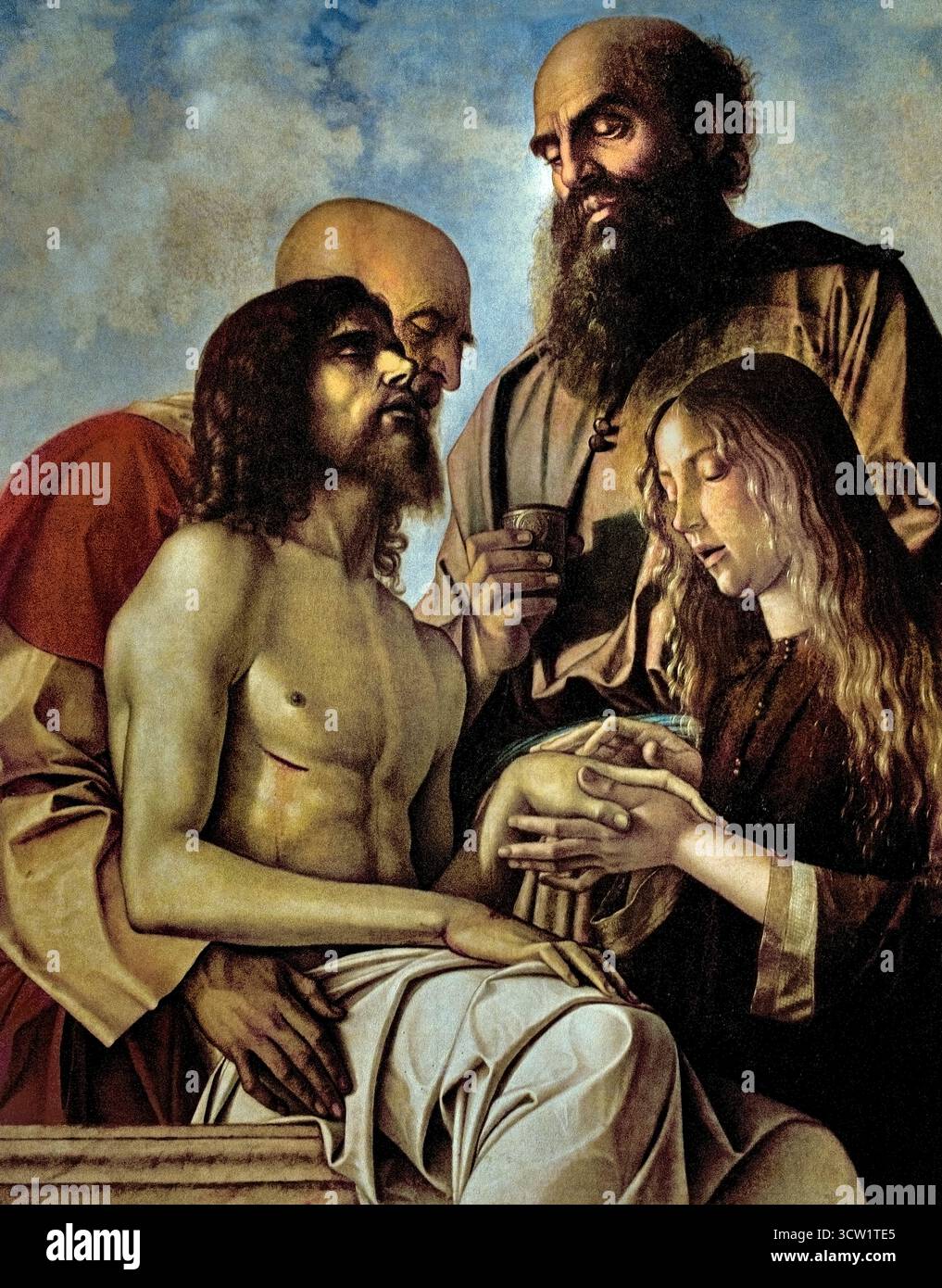 Lamento su Cristo Morto 1473-76 da Bellini, Giovanni 1430-1516 Pinacoteca Musei Vaticani Roma Italia Foto Stock