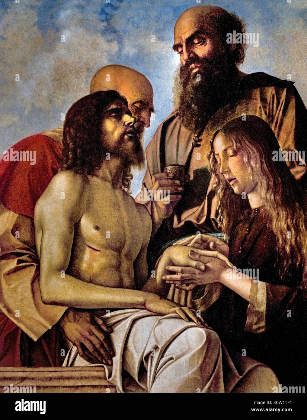 Lamento su Cristo Morto 1473-76 da Bellini, Giovanni 1430-1516 Pinacoteca Musei Vaticani Roma Italia Foto Stock