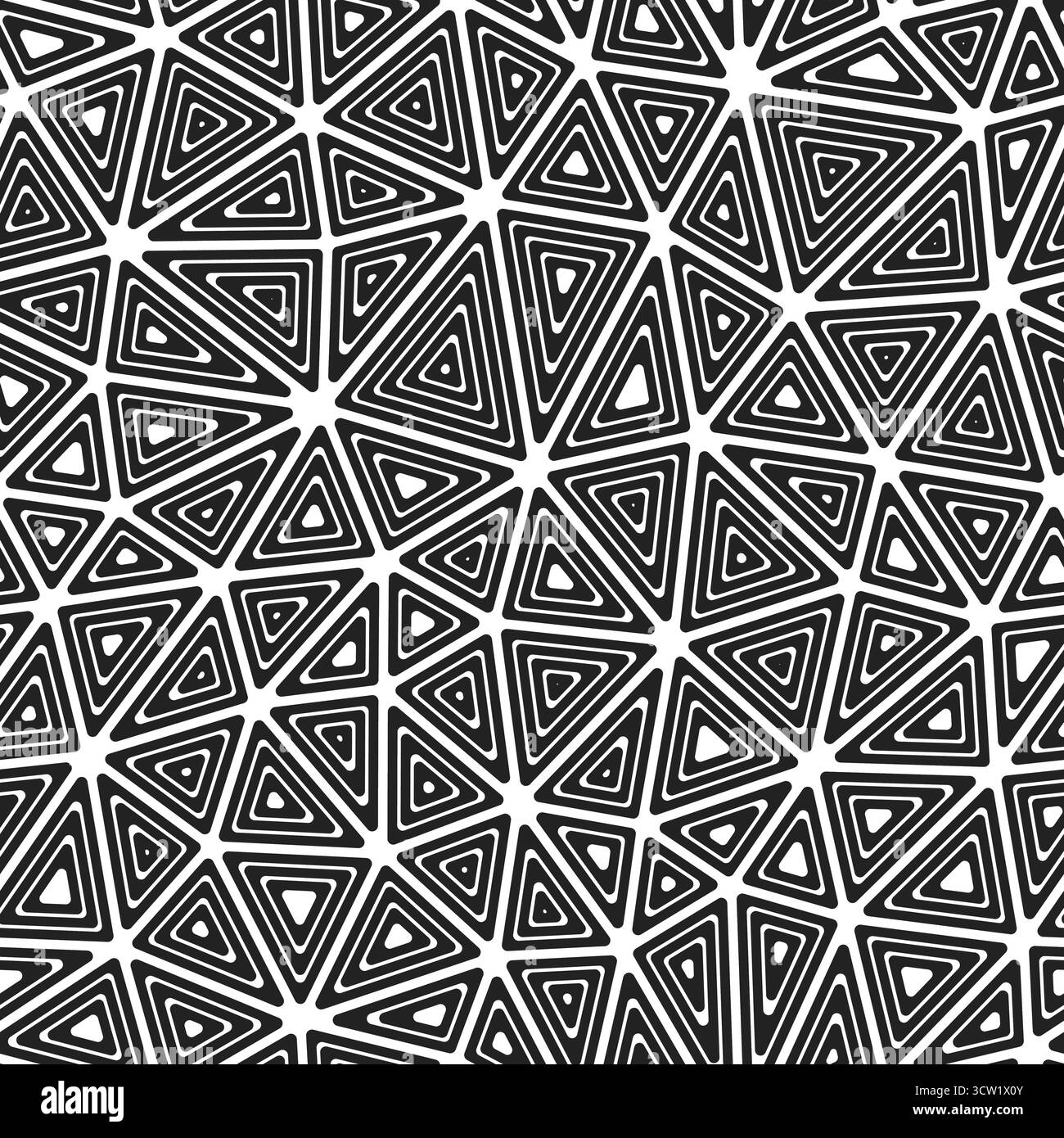 Sfondo mosaico astratto. Triangolo medio. Triangoli interni ripetuti multipli. Stile bianco e nero. Modello ripetibile. Eleganti tessere vettoriali. Illustrazione Vettoriale