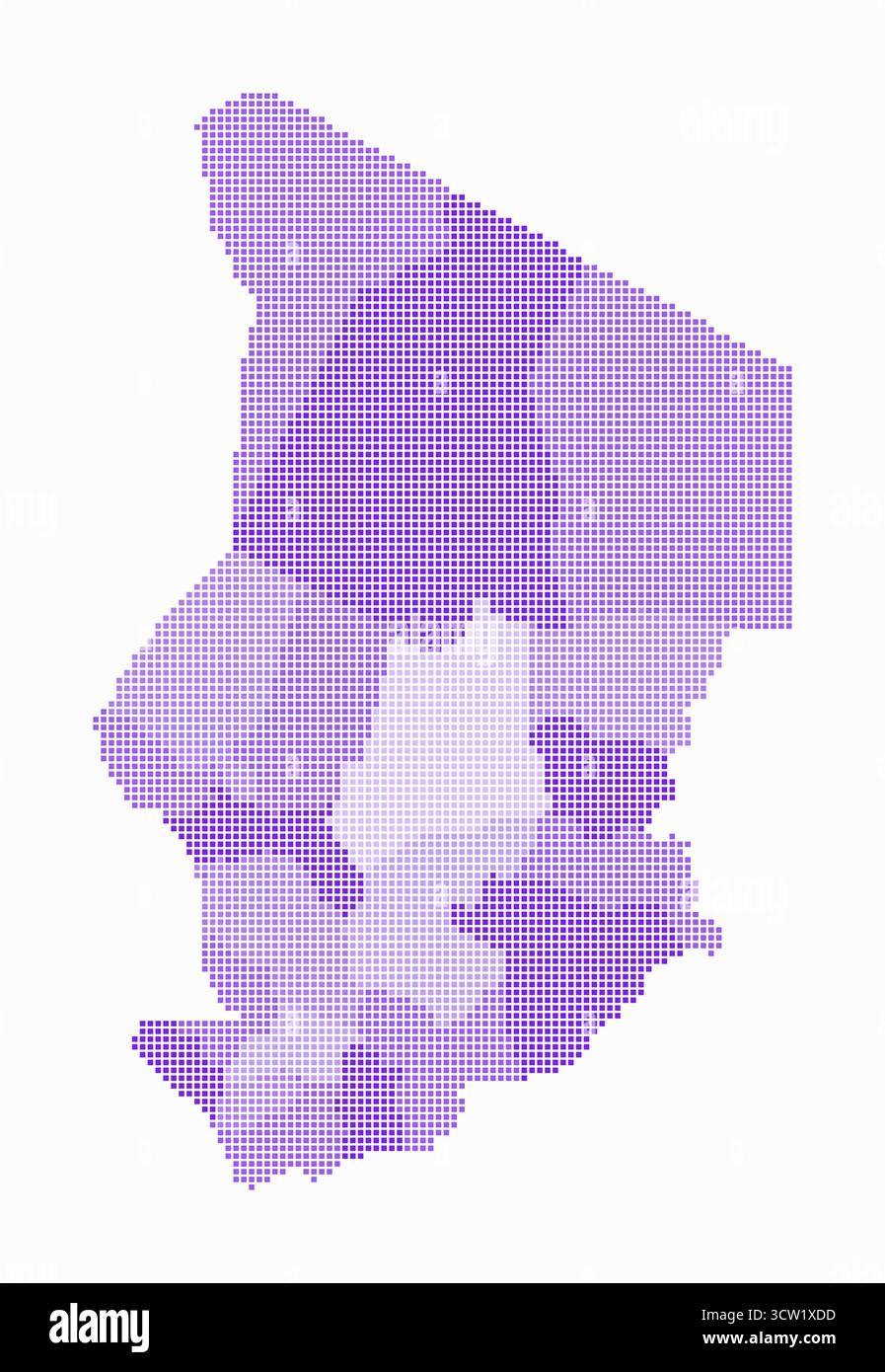 Cartina punteggiata in Ciad. Mappa digitale del paese su sfondo bianco. Forma cialda con punti quadrati. Stile puntini colorati. Quadrati di piccole dimensioni. Illustrazione Vettoriale