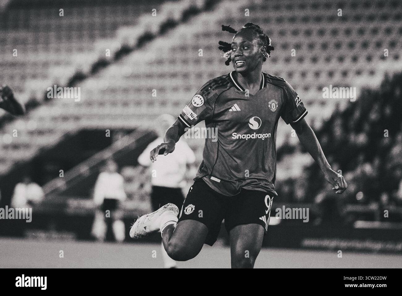 Manchester, Regno Unito, 8 ottobre 2025: Melvine Malard durante il Manchester United vs. Valerenga FC nella UEFA Women's Champions League al Leigh Sports Hub crediti: Adam Edwards/Alamy Live News Foto Stock