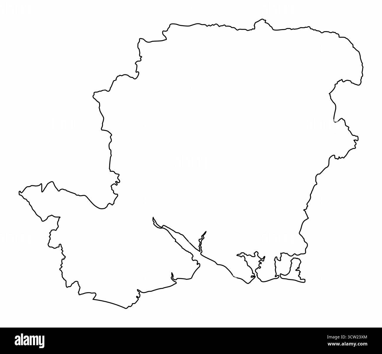 Contea di Hampshire, mappa di contorno isolata su sfondo bianco, Inghilterra Illustrazione Vettoriale