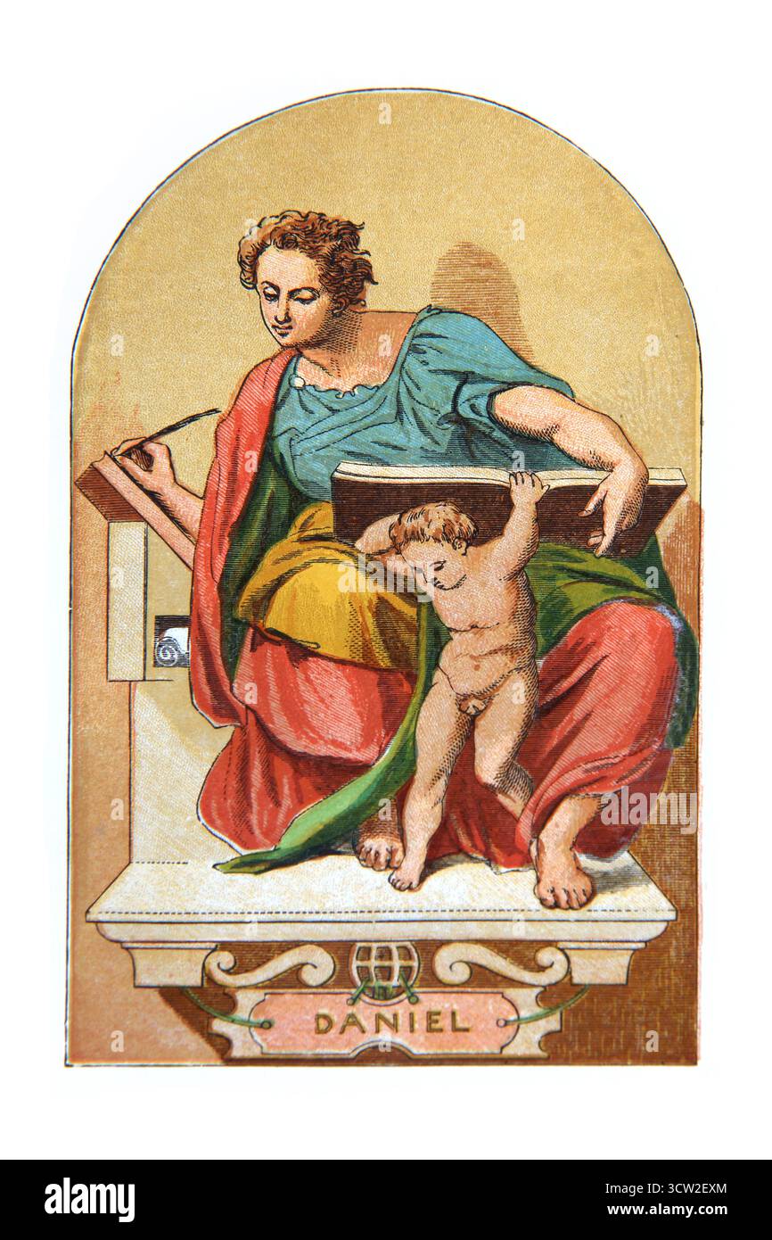 Illustrazione del profeta Daniele dalla Cappella Sistina del XIX secolo letture della domenica pittorica del reverendo William Owen volume 2 Foto Stock
