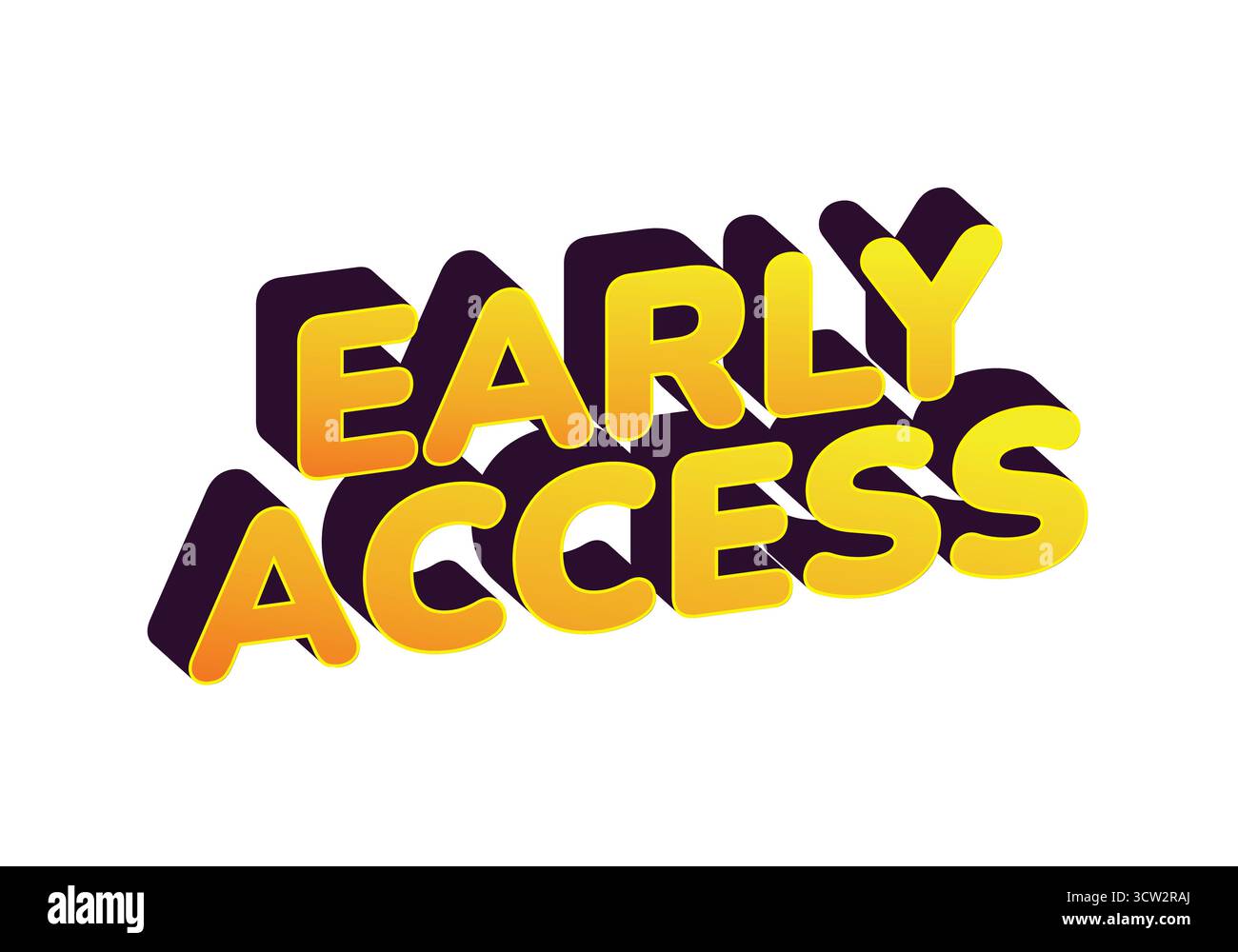 Design del testo 3D con accesso anticipato alle parole in colori vivaci e vivaci di giallo e arancione con effetto ombra. Illustrazione Vettoriale