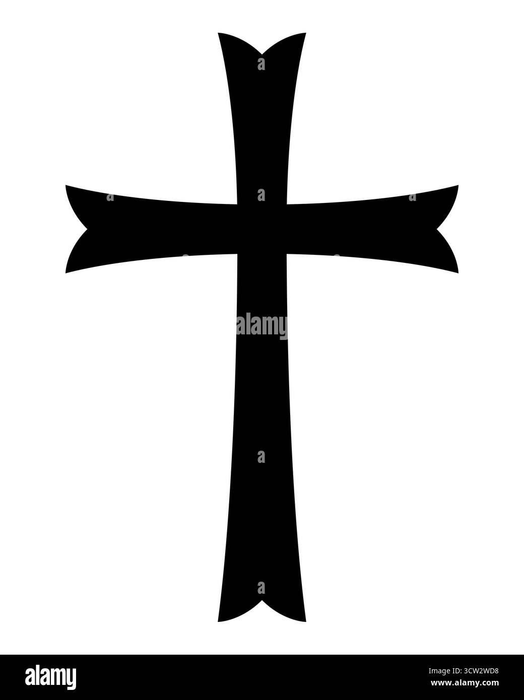 Croce cristiana, silhouette in bianco e nero illustrazione di forma religiosa latina, isolata Illustrazione Vettoriale