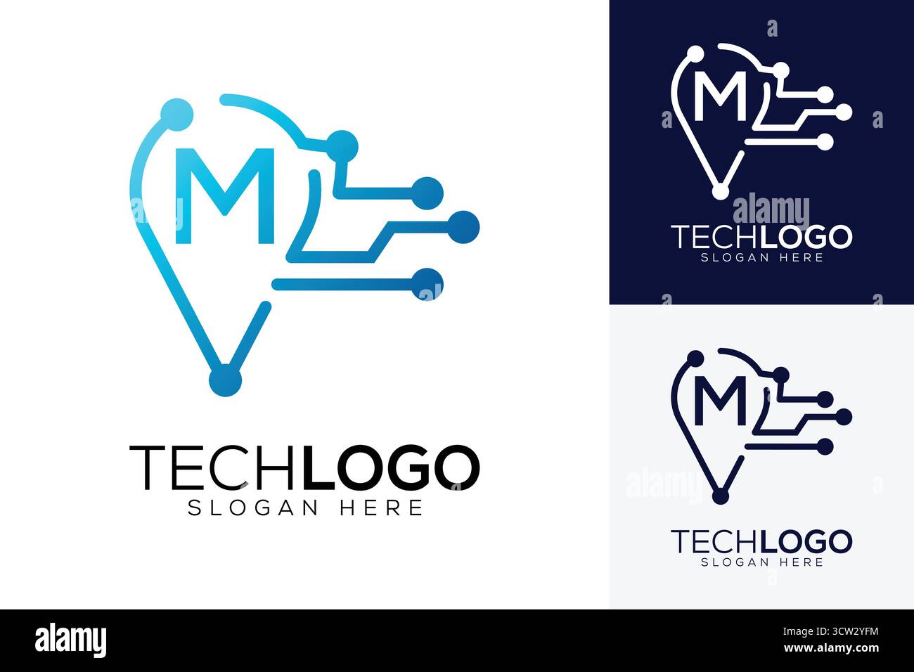 logo della lettera m della tecnologia vettoriale Illustrazione Vettoriale