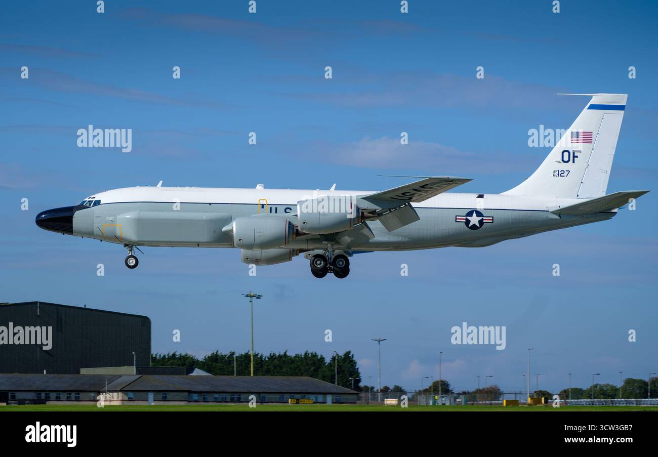Boeing TC135 della United States Air Force a RAF Waddington, dopo una sortita di addestramento da Creta. Velivoli basati alla base dell'aeronautica militare Offut, Nebraska. Foto Stock