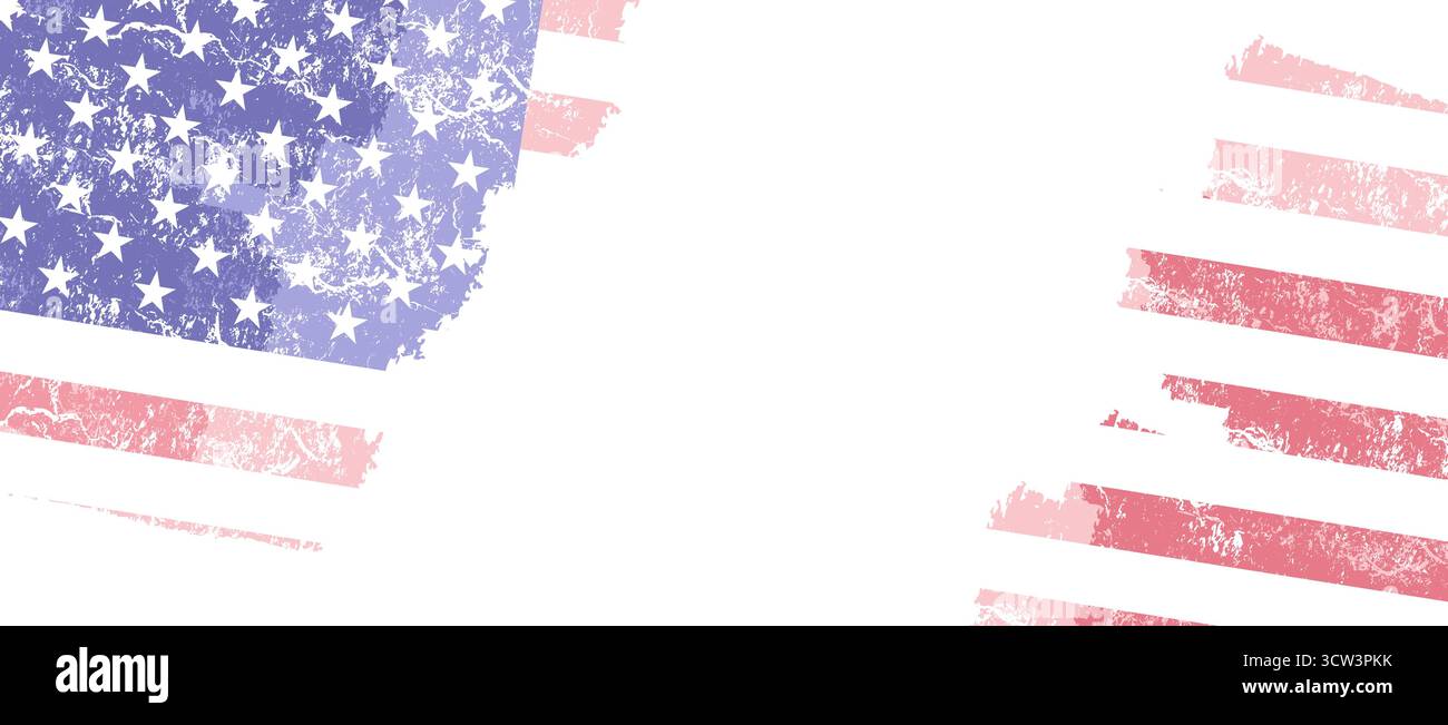 Striscione con bandiera americana con spazio copia. Illustrazione vettoriale di elementi di bandiera degli Stati Uniti per temi patriottici, nazionali o di vendita Illustrazione Vettoriale