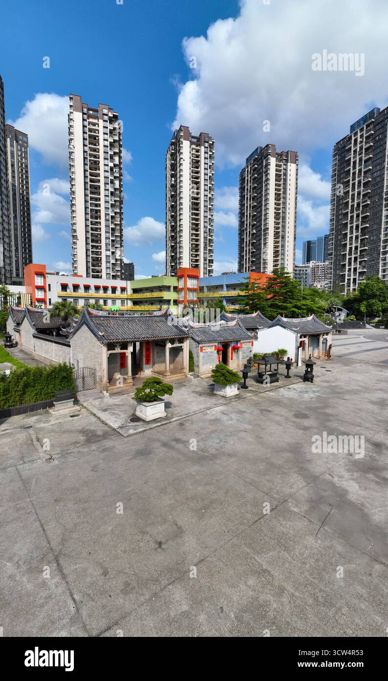 Fotografie aeree degli antichi edifici della Huang Clan Ancestral Hall nel villaggio di Shanghe, distretto di Bao'an, Shenzhen Foto Stock