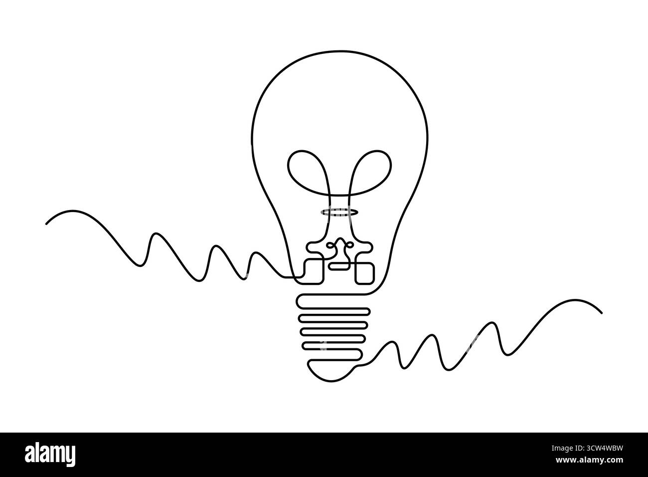 Lampadina Art a linea singola Vector Design minimalista Creative idea Icon Design. Illustrazione Vettoriale