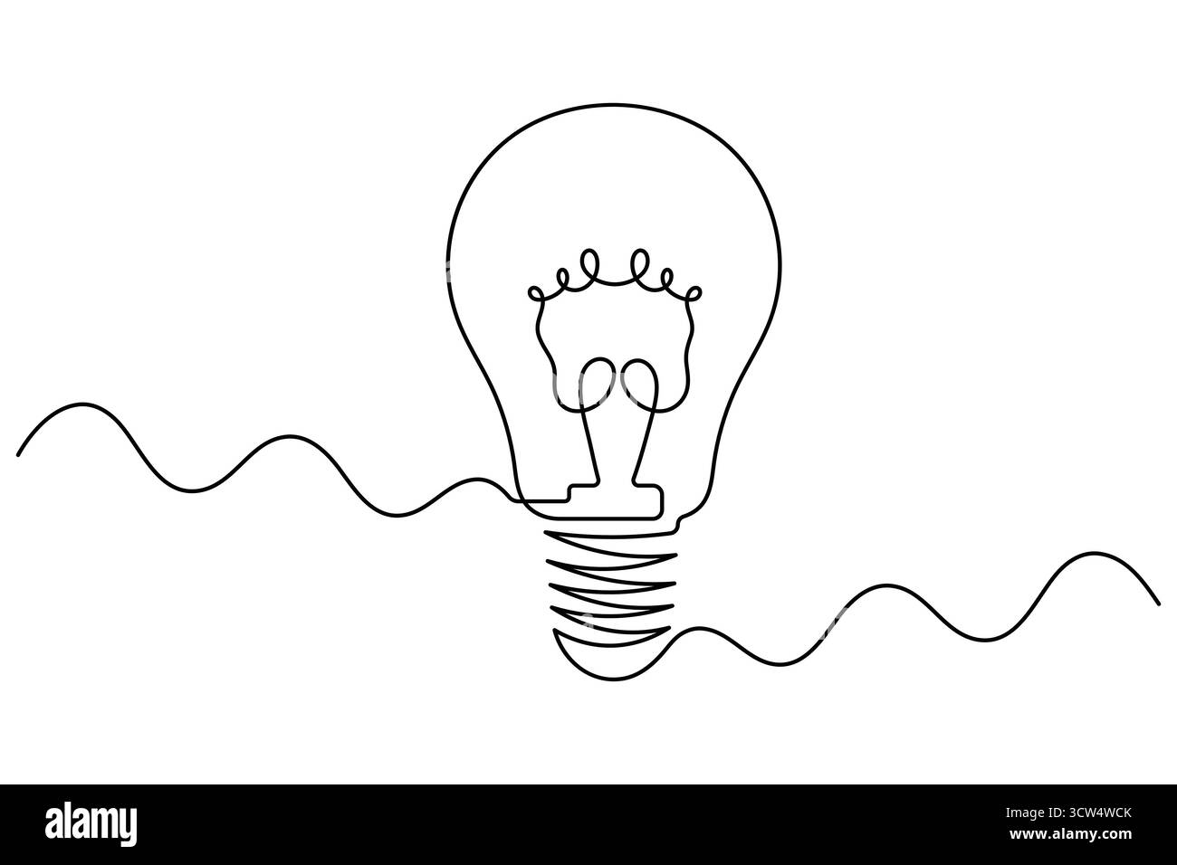 Lampadina Art a linea singola Vector Design minimalista Creative idea Icon Design. Illustrazione Vettoriale